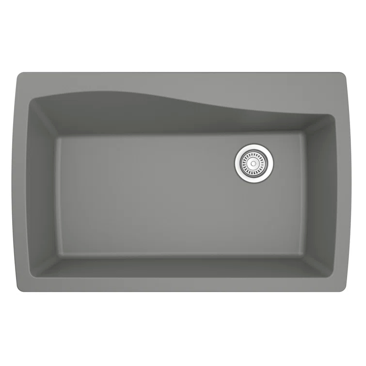 Karran Karran Drop-in Quartz Composite 34'' X 22'' 1-Hole Single Bowl Kitchen Sink QT-722-GR