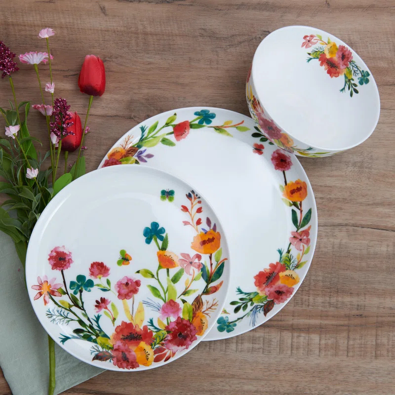 Mikasa Mikasa Karina 12-Piece Lightweight Chip-Resistant Bone China Dinnerware Set, Service for 4