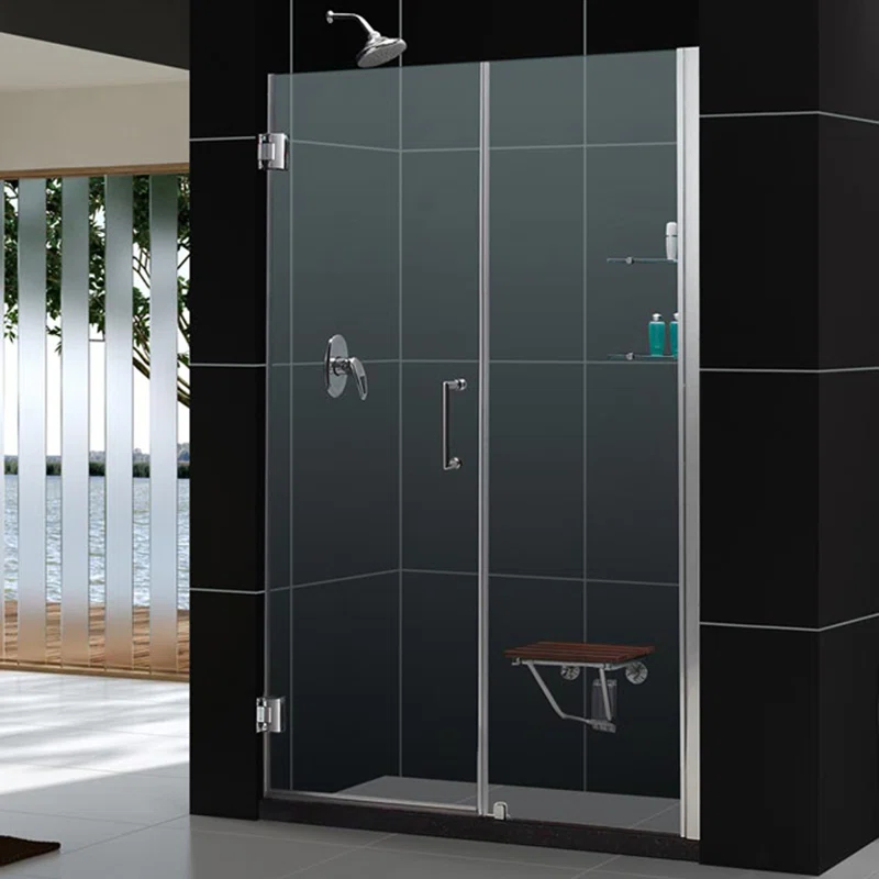 Unidoor 49" W x 72" H Hinged Frameless Shower Door