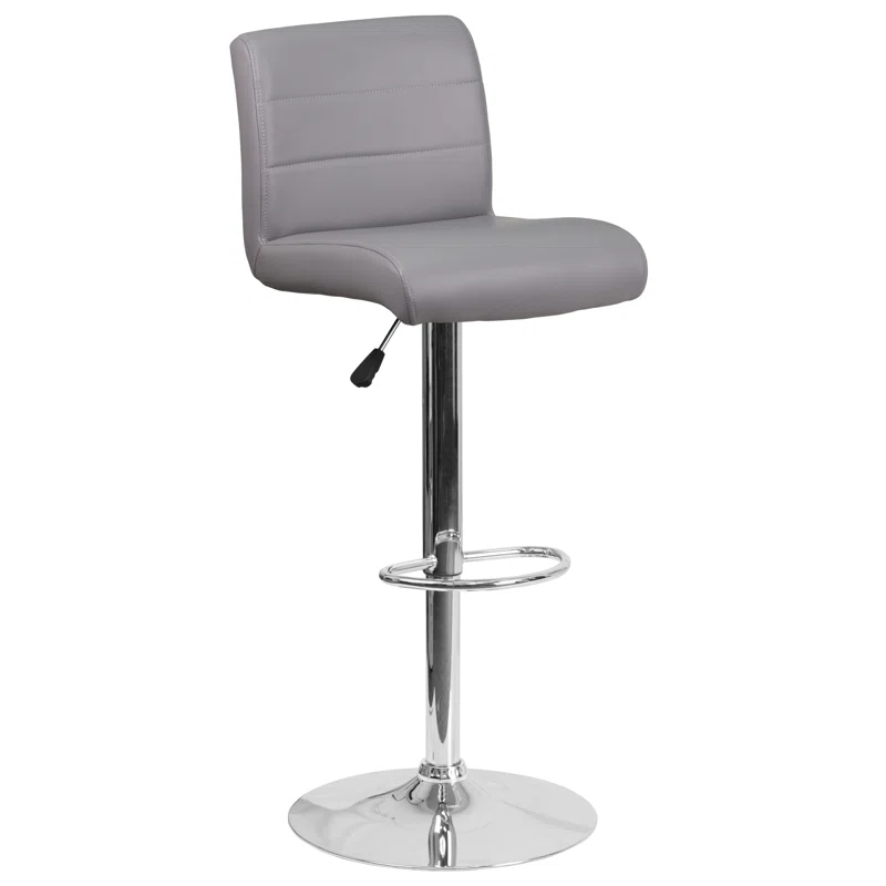 Flash Furniture Contemporary Vinyl Adjustable Height Barstool with Rolled Seat and Chrome Base