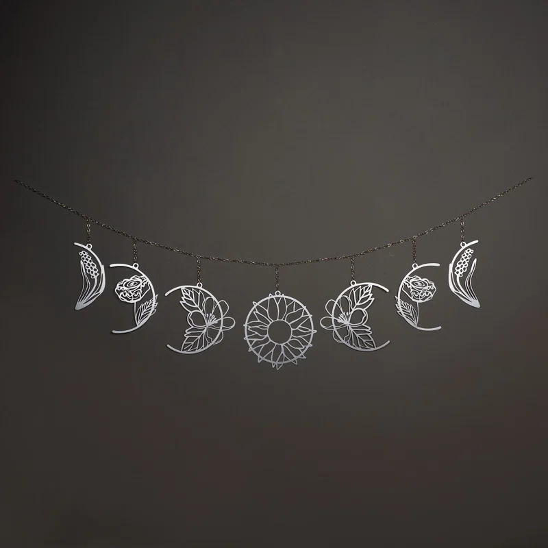 Floral Moon Phases Metal Wall Decor