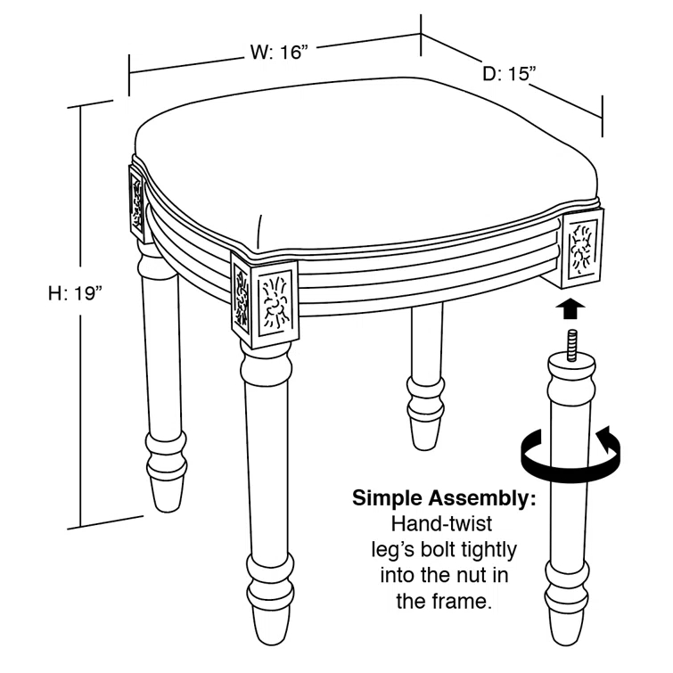 123 Creations Solid Wood Accent Stool