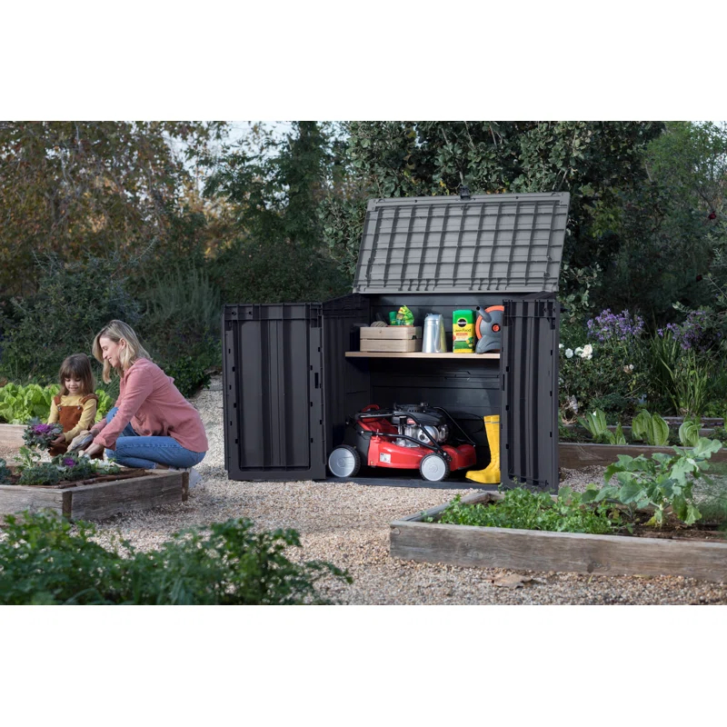 Keter Keter Store It Out Prime Durable Resin Outdoor Storage Shed With Floor and Double Doors for Garden Patio Furniture and Tools