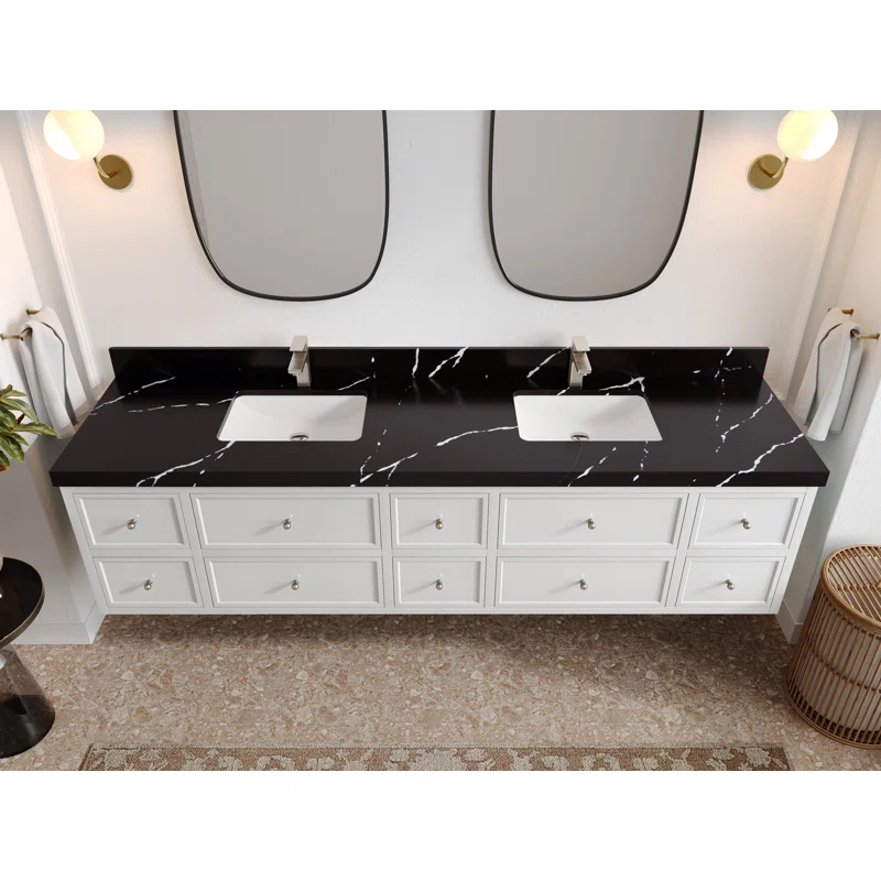 Willow Collections Roswell Floating 84'' Double Bathroom Vanity with Quartz Top