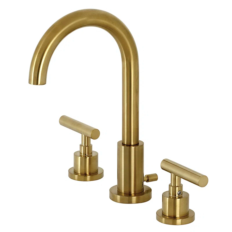 Kingston Brass FSC8925CML Kingston Brass Manhattan Two-Handle 3-Hole Deck Mount Widespread Bathroom Faucet with Brass Pop-Up Drain