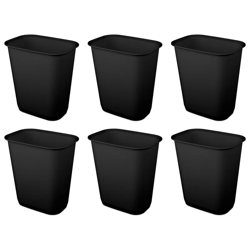 Sterilite Sterilite Rectangular Wastebasket Open Top Trash Bin, 6 Pack (Set of 6)