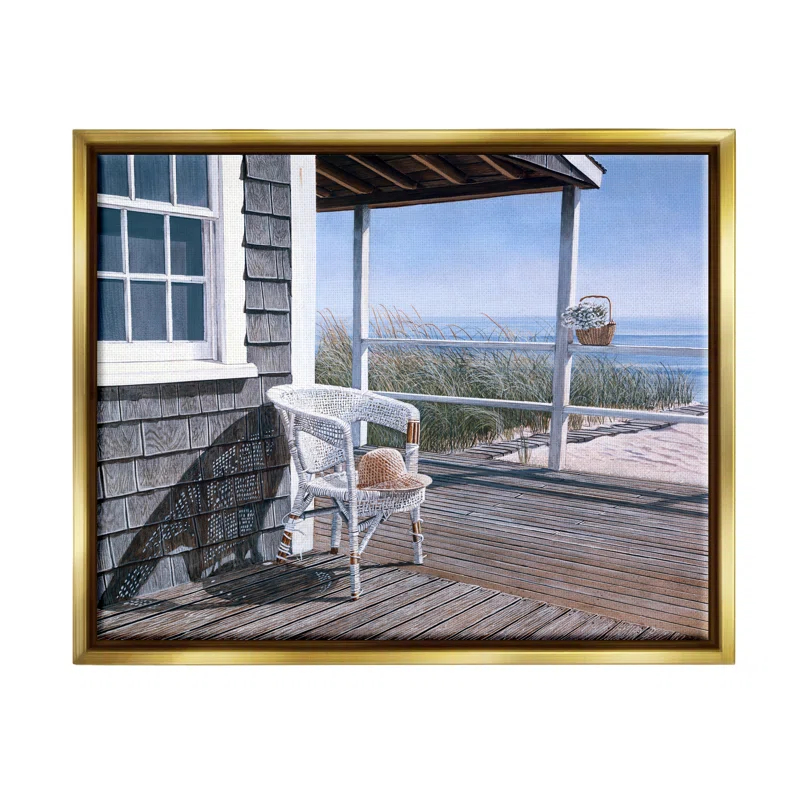 Stupell Industries " Coastal Cottage Porch Chair Seaside Boardwalk Scenery " by Tom Mielko