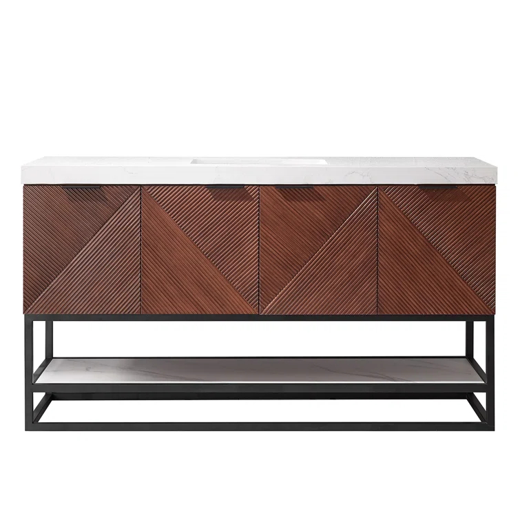 Vinnova Mahon 60'' Free Standing Single Bathroom Vanity with Cultured Marble Top