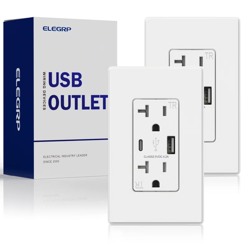 ELEGRP ER16242AC-0101 20 Tamper Resistant Duplex Outlet with USB Port
