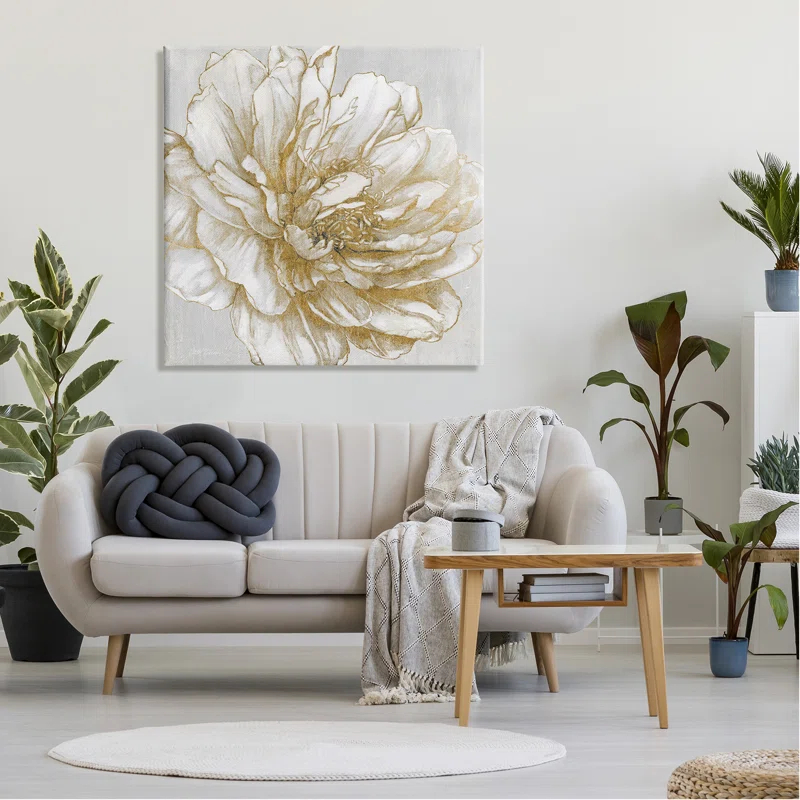 Stupell Industries Au-675-Canvas " Modern Glam White Flower Petals " by Carol Robinson Painting Print