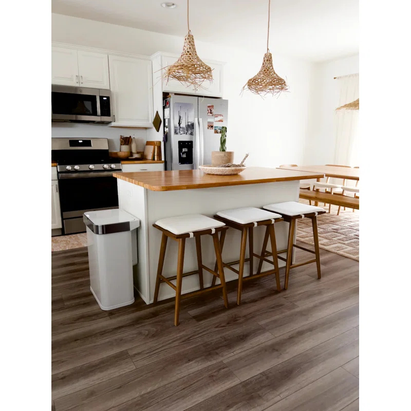 Nathan James Barker Upholstered Counter Stool with Solid Wood Frame