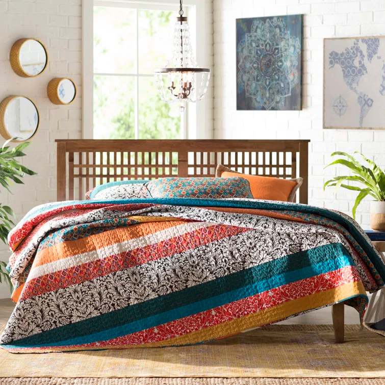 Lush Decor Boho Stripe Reversible Coverlet Set