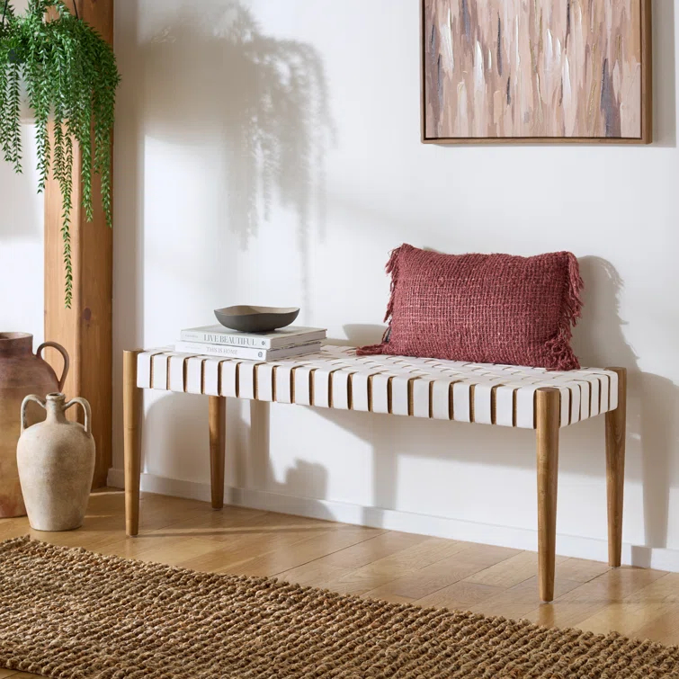 Orin 47" Woven Leather Bench