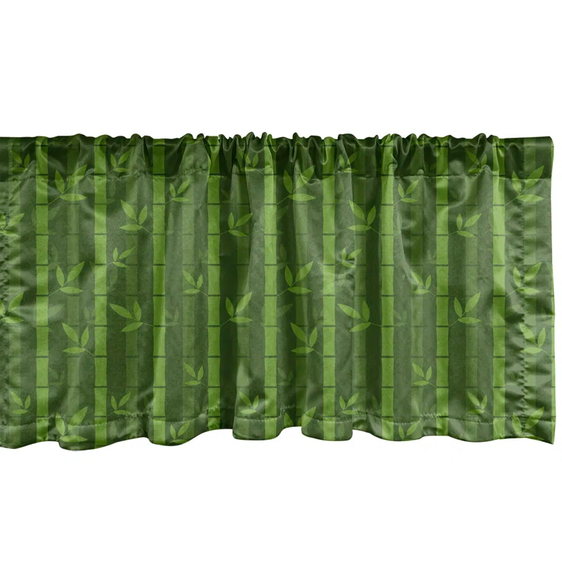 Ambesonne Asian Print Valance Pack of 2 Japanese Pattern Art  Olive Green and Lime Green