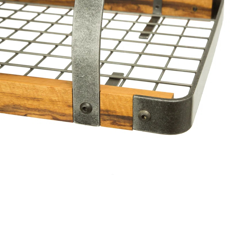 Signature 30" Rectangle Ceiling Pot Rack with Tigerwood & 24 Hooks