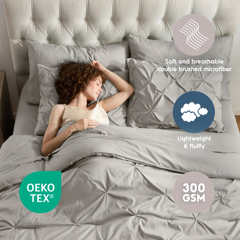 Nestl Bed-in-A-Bag Pleated Comforter Set with Bed Sheets