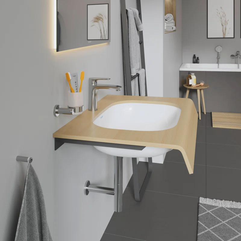 D-Code Ceramic Oval Undermount Bathroom Sink with Overflow