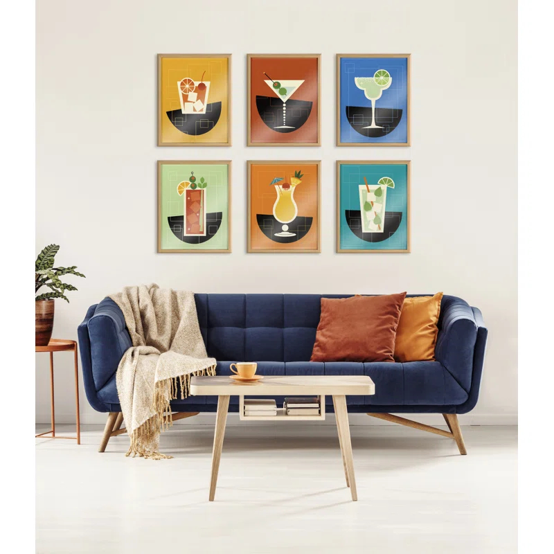 Kate and Laurel Blake " Bright Colorful Bar Drink " Painting Print