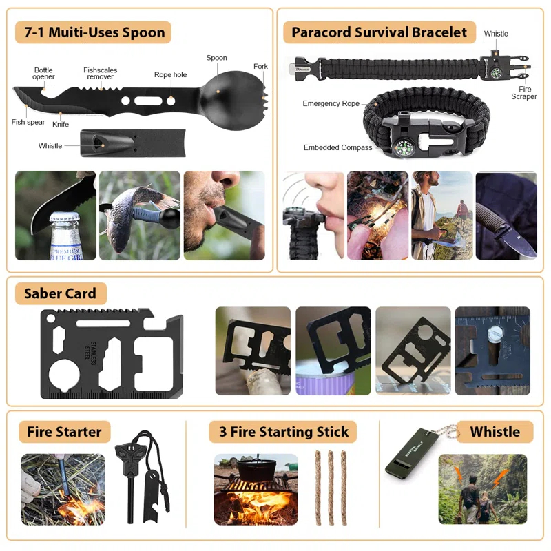 Arlmont & Co. Survival Kit, 250 Piece Survival Gear First Aid Kit With Molle System Compatible Bag And Emergency Tent, Earthquake Emergency Kit, Outdoor Adventure, Hiking, Hunting, Gift For Men And Women