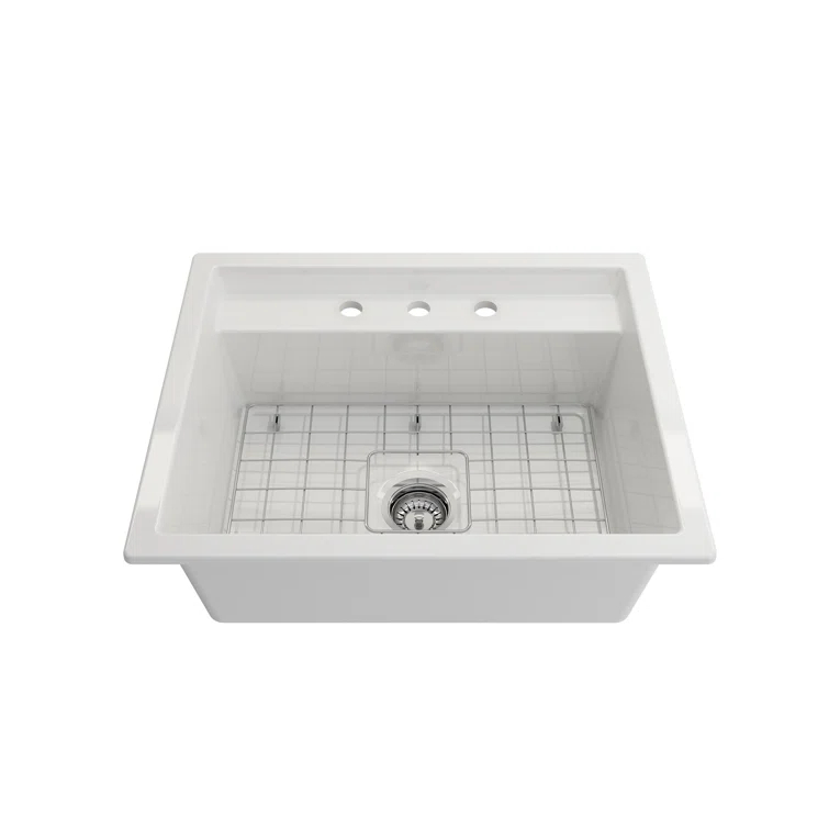 BOCCHI Baveno 27'' L Dual Mount Single Bowl Fireclay Kitchen Sink 1633-001-0127