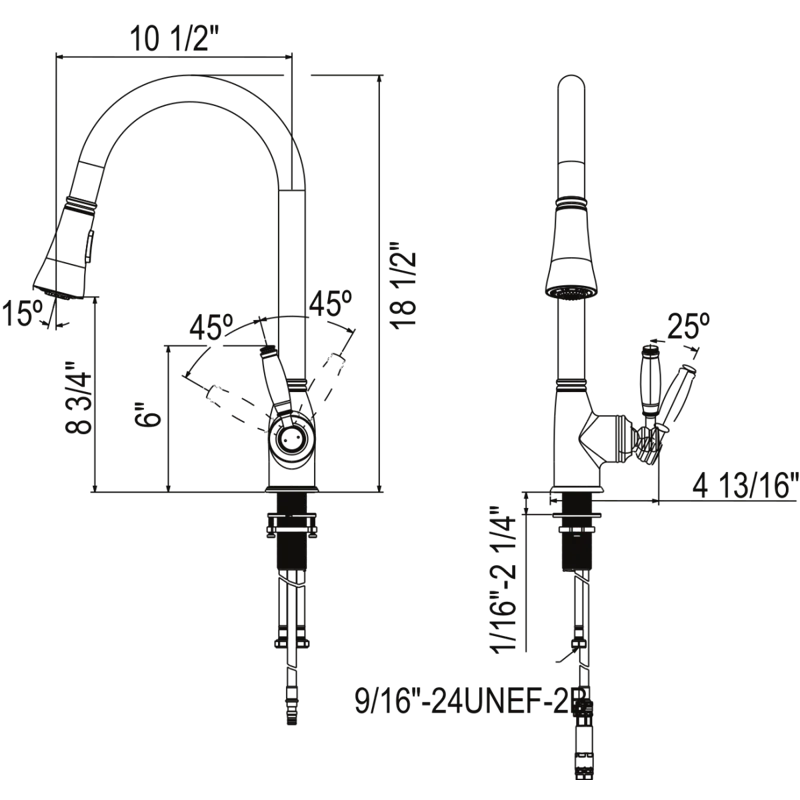 Rohl MB7928LMAPC-2 Gotham Pull Down Single Handle Kitchen Faucet With Accessories
