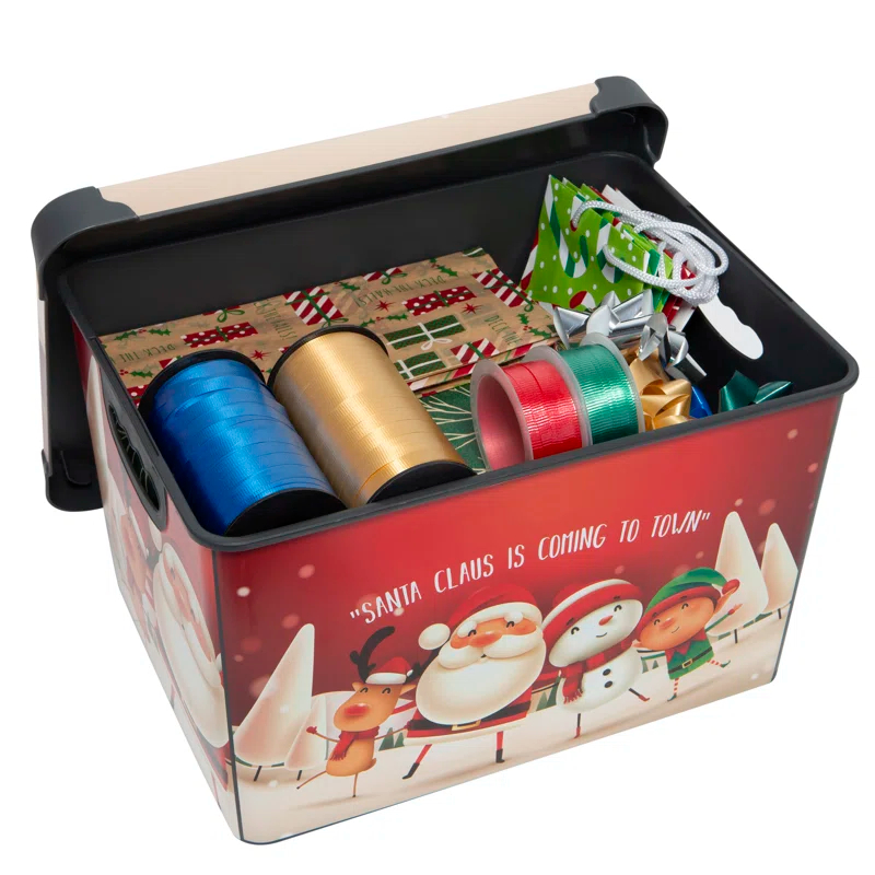 Simplify Santa Clause is Coming to Town Design Plastic Storage Tote