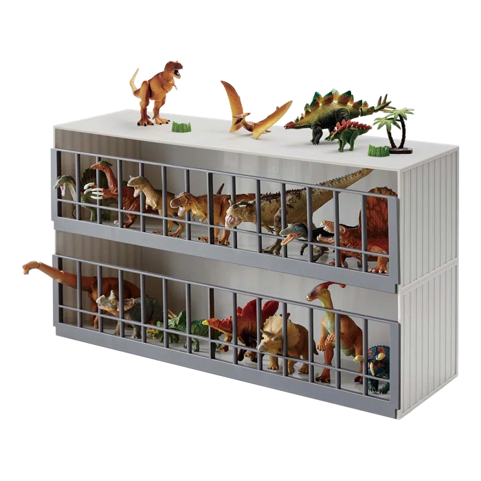 Yamazaki Home Yamazaki Home Two-Tier Toy Dinosaur and Animal Display Storage Rack, Children's Toy Bin Organizer