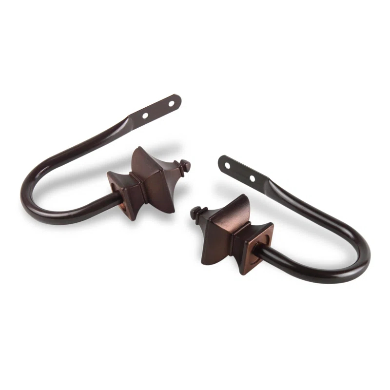 Rod Desyne Esta Steel J-Hooks/Resin Finials Curtain Holdback (Set of 2)