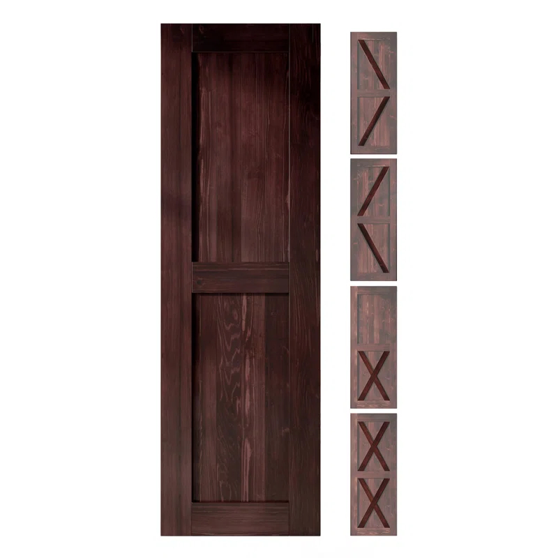 Homacer 84'' Solid Wood Semi-Gloss without Installation Hardware Kit Barn Door