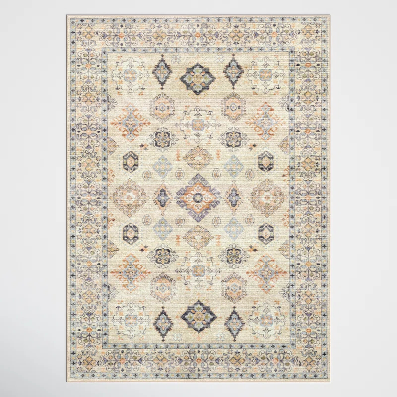 Joss & Main Emmie Oriental Beige/Olive/Denim/Charcoal/Sage Area Rug