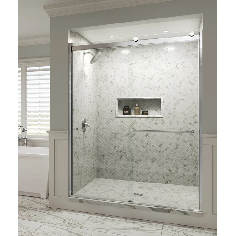 Basco Rotolo 44" W X 76" H Bypass Semi-Frameless Shower Door RTLA05A4876XPBN