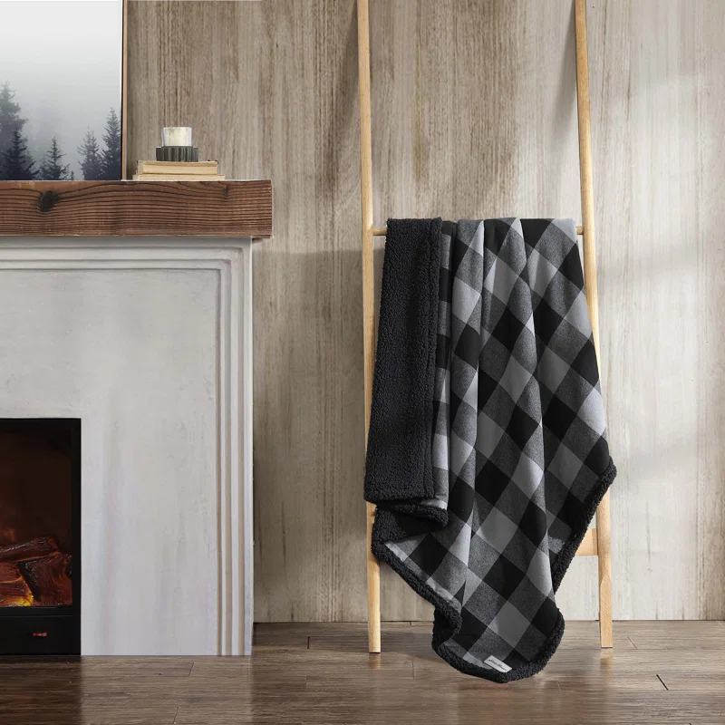 Eddie Bauer Eddie Bauer Cabin Plaid Flannel/Sherpa Throw Blanket