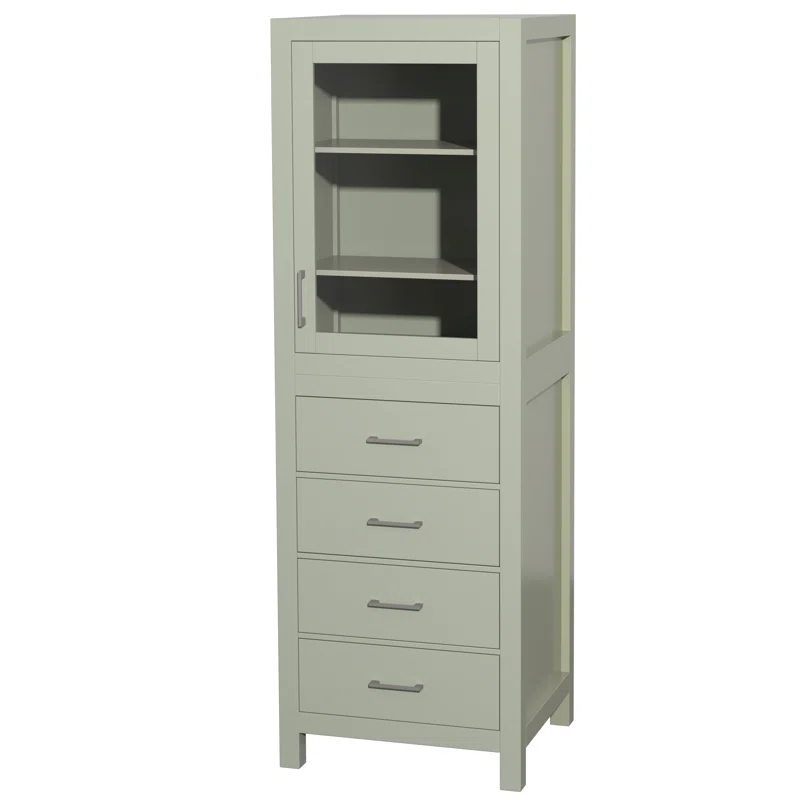 Wyndham Collection Sheffield Solid Wood Freestanding Linen Cabinet
