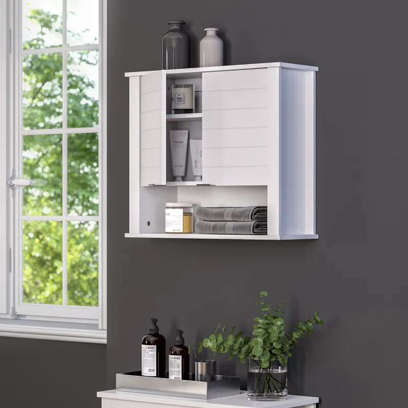 RiverRidge Home RiverRidge Madison Two-Door Bathroom and Laundry Wall Mount Storage Medicine Cabinet with Fixed and Adjustable Shelf