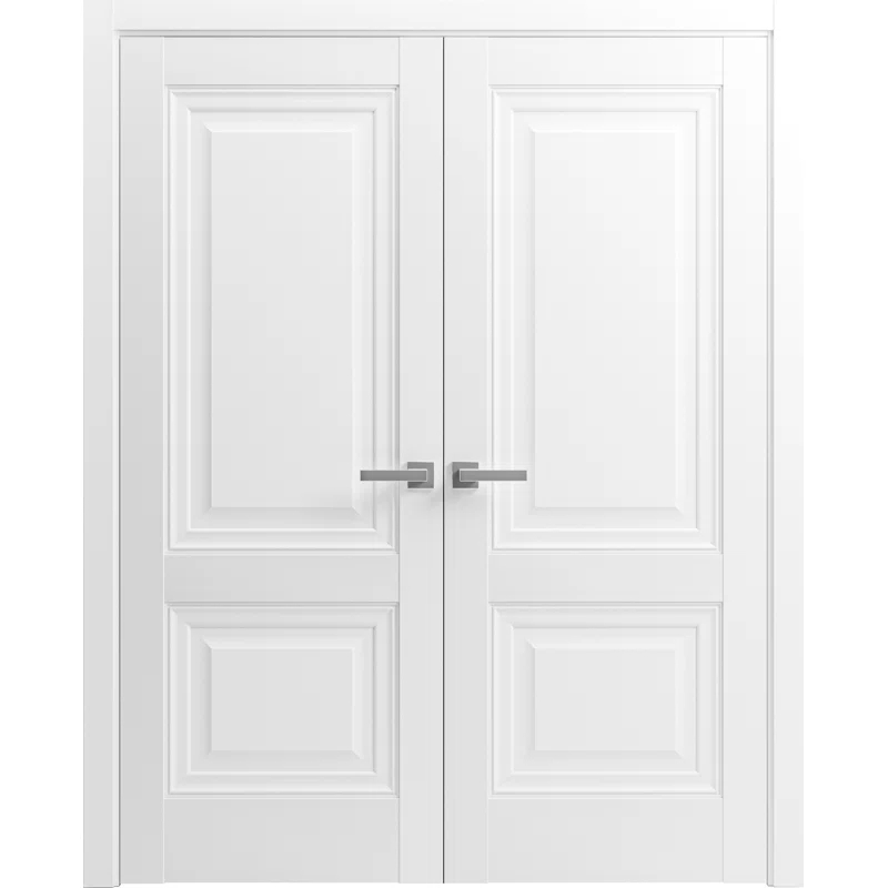 SARTODOORS Solid French Double Doors | Lucia 8831 White Silk | Wood Solid Panel Frame Trims | Closet Bedroom Sturdy Doors