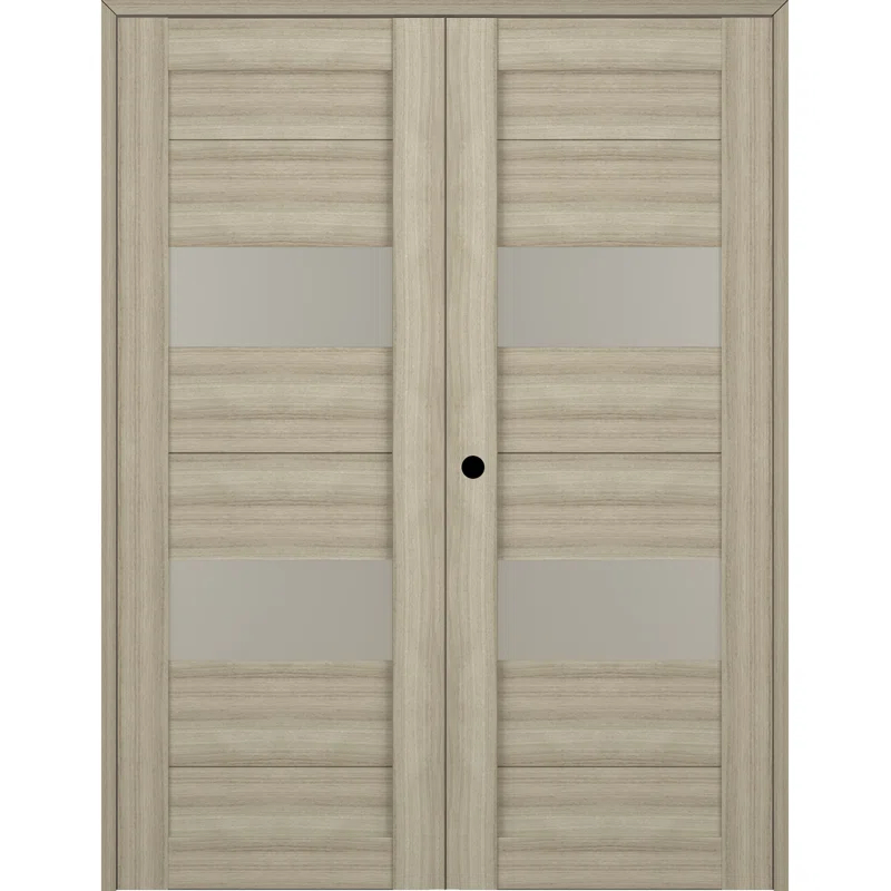 Belldinni Berta Solid Manufactured Wood and Glass Paneled Prefinished Standard Double Door