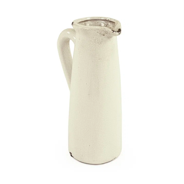 Gilded Top Ceramic Jug with Handle - Large
