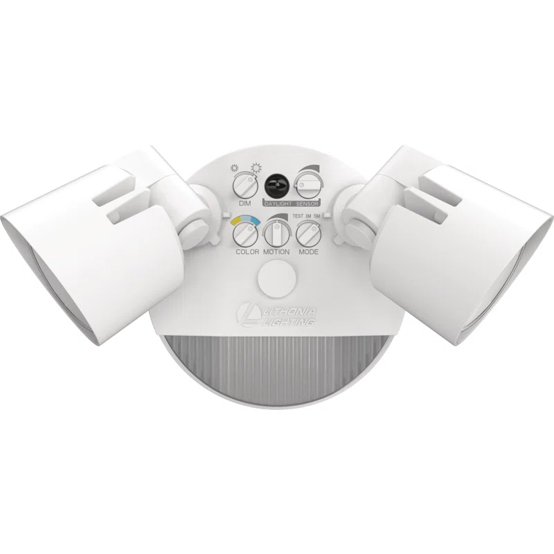Lithonia Lighting 2 - Head Hardwired Dusk to Dawn Outdoor Security Flood Light with Motion Sensor