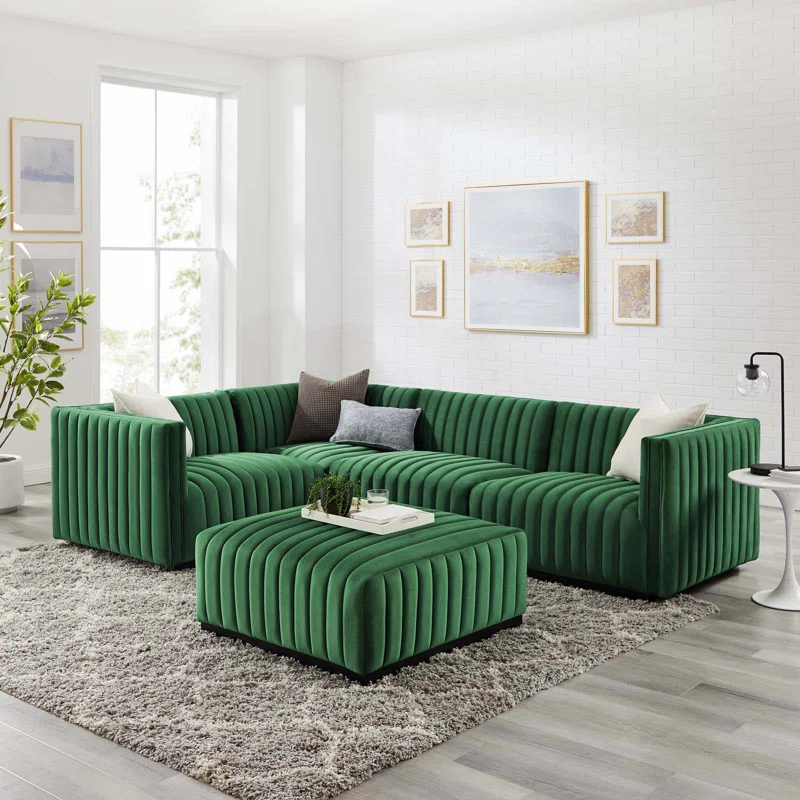 ESTETICA FURNITURE Modway Conjure Channel Tufted Performance Velvet 5-Piece Sectional