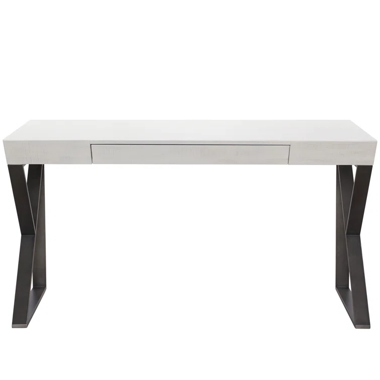 White Wood Transitional Home Office Desk with Drawer
