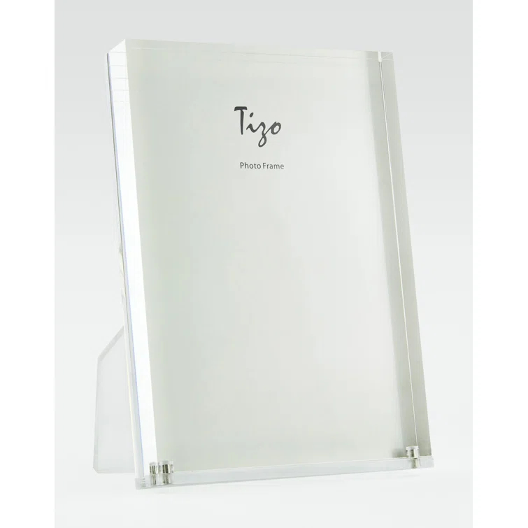 TIZO Design Horizontal 6x4 Lucite Picture Frame, Durable 1 Inch Thick Clear Lucite & Magnetic Closures, Elegant & Practical Boutique Quality Photo Frame (Multiple Colors Available)