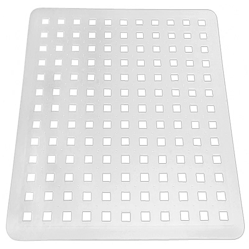 iDesign Euro Plastic Sink Grid, Non-Skid Dish Protector Mat, 16" x 12.5", Clear