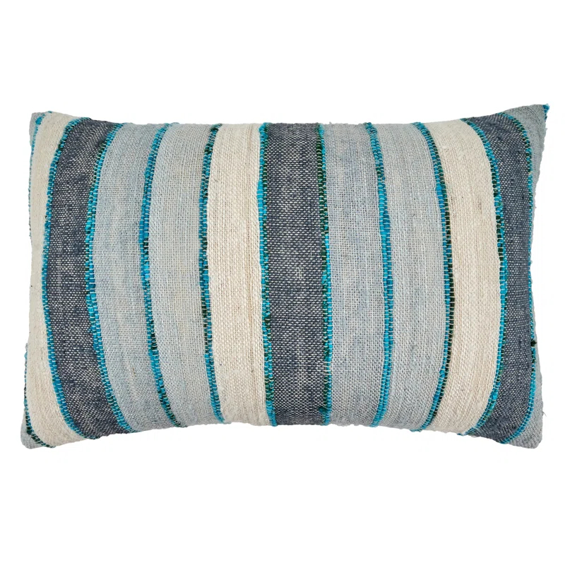 Saro Lynn Collection Striped Cotton Pillow Cover
