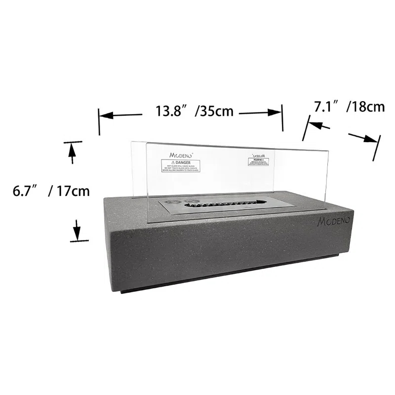 Envelor Stone Bio-Ethanol Outdoor Tabletop Fireplace with Flame Guard