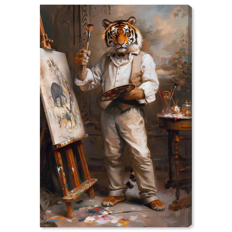 Art Remedy Painterly Tiger Canvas Vintage Portraits by Art Remedy