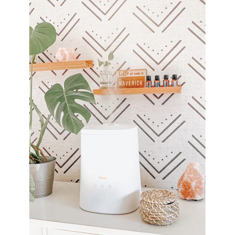 Crane USA 1.2 Gal. Cool Mist Ultrasonic Tabletop Humidifier 500 Sq. Ft., With Night Light, For Bedroom