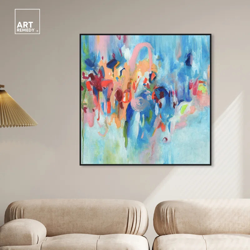 Art Remedy Art Remedy New Sky Framed Blue Abstract 1 Piece Canvas Wall Art 57079