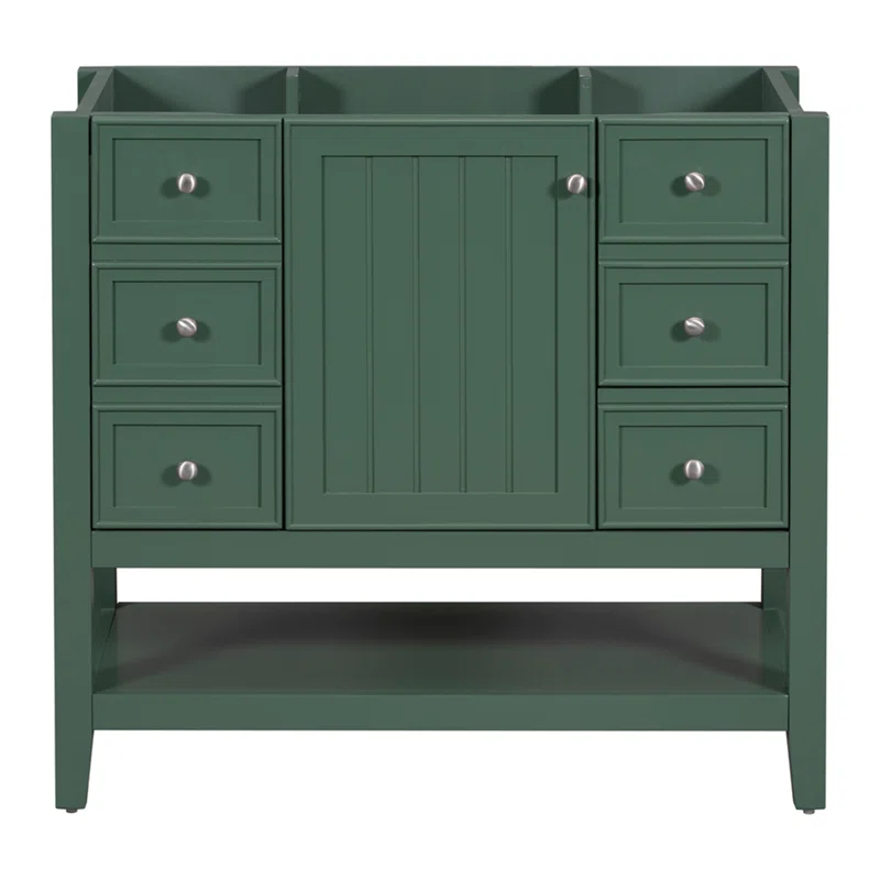 (Base Only) 36" Bathroom Vanity Without Sink, 1 Cabinet And Three Drawers