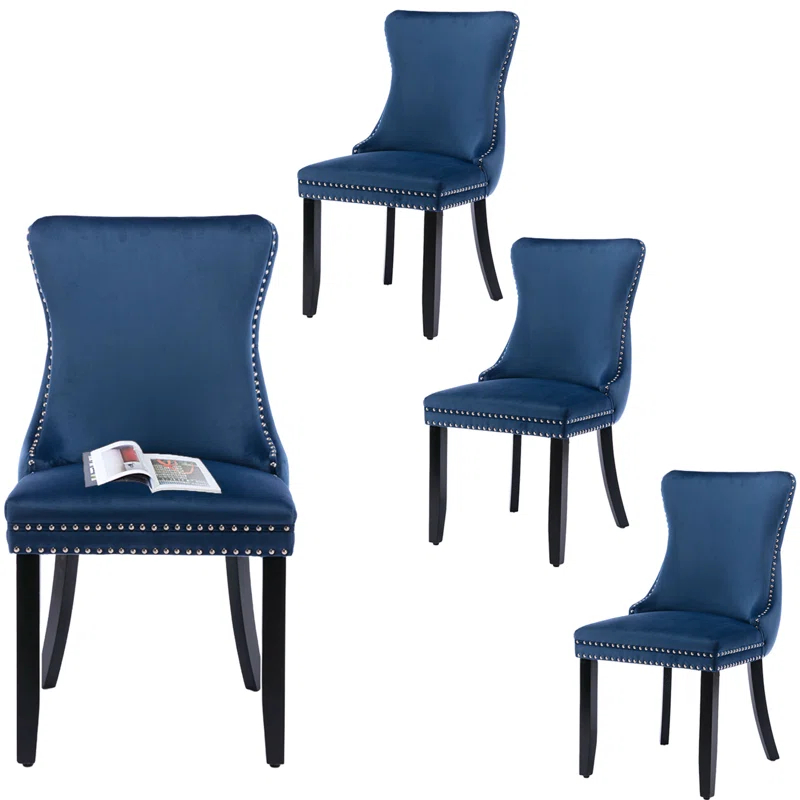 Rosdorf Park Velvet Kitchen Upholstered Dining Chair (Set of 4)