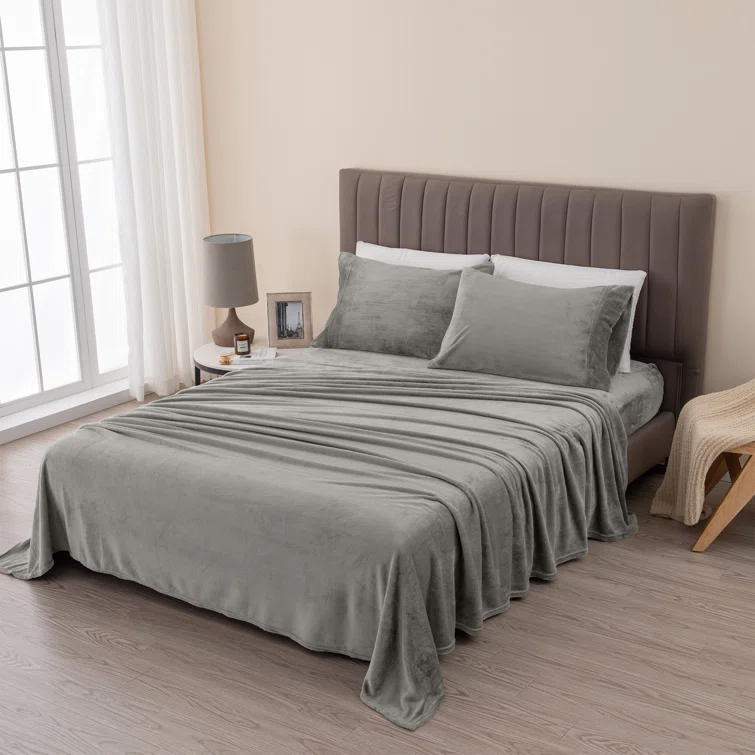 FreshFolds Ultra Soft Micro Plush Velvet Solid Sheet Sets